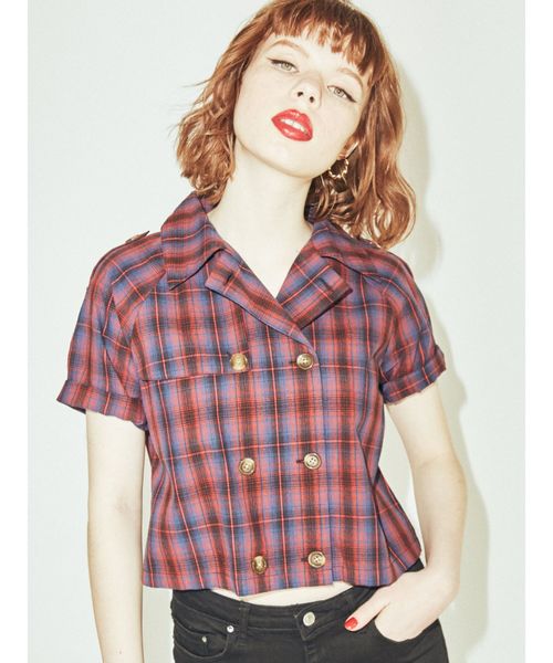 jouetie(ジュエティ)の「ダブルボタンブラウス(シャツ/ブラウス・レディース・ベージュ/レッド/その他1・MEDIUM)」の1枚目の写真