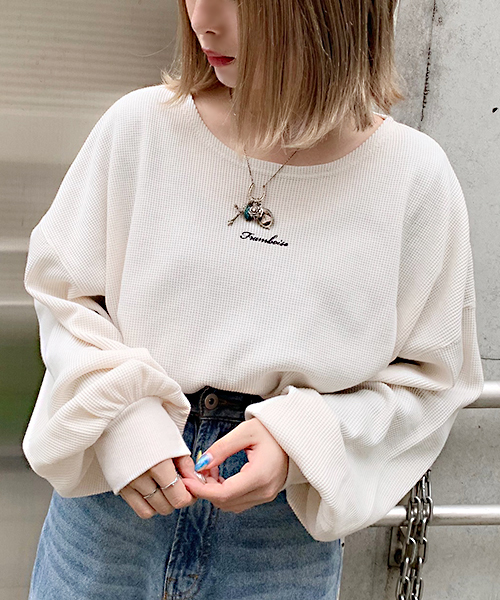 apres jour(アプレジュール)の「FRAMBOISE刺繍ワッフル【ZOZOTOWN限定アイテム】(Tシャツ/カットソー・レディース・ラベンダー/ライトベージュ/アイボリー/ブラック・フリー)」の8枚目の写真