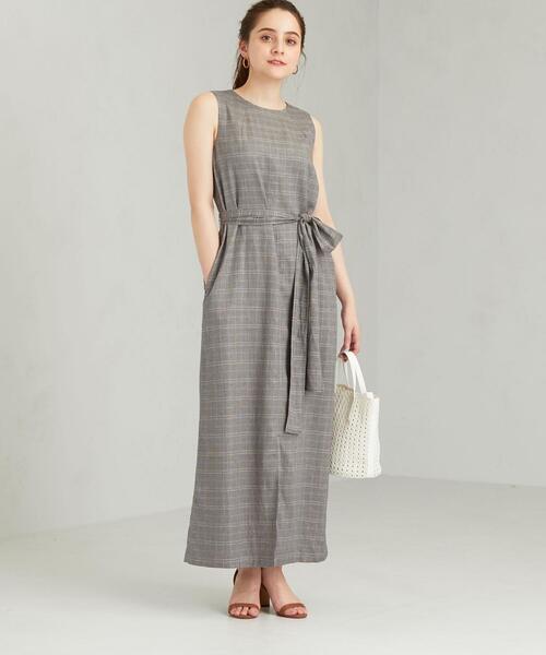 green label relaxing（グリーンレーベルリラクシング）の「FM Li/Rツイル ノースリーブ ワンピース（ワンピース・レディース・ケリー/ネイビー/オフホワイト/ブラウン/ピンク・36/38）」の16枚目の写真