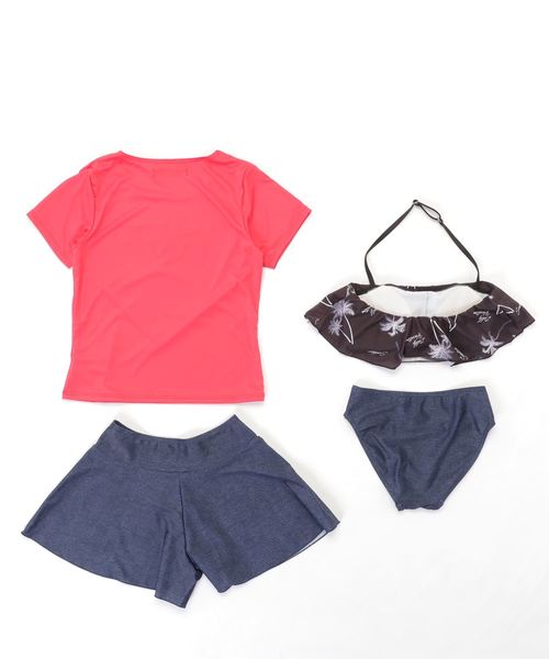 ZIDDY（ジディ）の「ZIDDY/ヤシの木柄スイムウェア4点セット 水着（スイムグッズ・キッズ・レッド/ホワイト・140/150/160）」の7枚目の写真