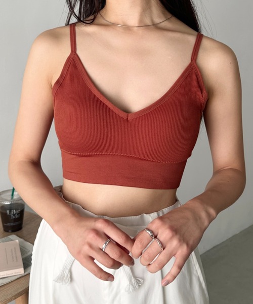 CLEA（クレア）の「バックオープンリブブラトップ（キャミソール・レディース・ホワイト/ブラック/ベージュ/ピンクベージュ/カーキ/ブラウン/ピンク・FREE）」の13枚目の写真