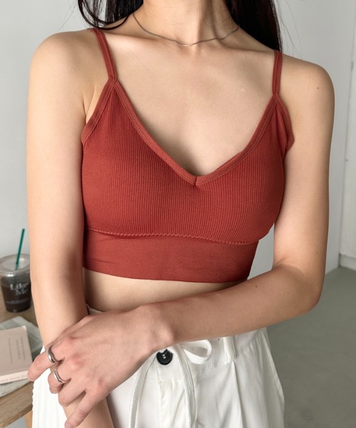 CLEA（クレア）の「バックオープンリブブラトップ（キャミソール・レディース・ホワイト/ブラック/ベージュ/ピンクベージュ/カーキ/ブラウン/ピンク・FREE）」の14枚目の写真