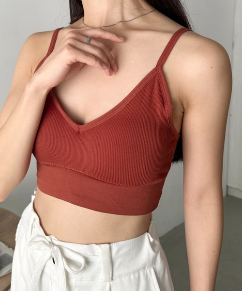 CLEA（クレア）の「バックオープンリブブラトップ（キャミソール・レディース・ホワイト/ブラック/ベージュ/ピンクベージュ/カーキ/ブラウン/ピンク・FREE）」の16枚目の写真