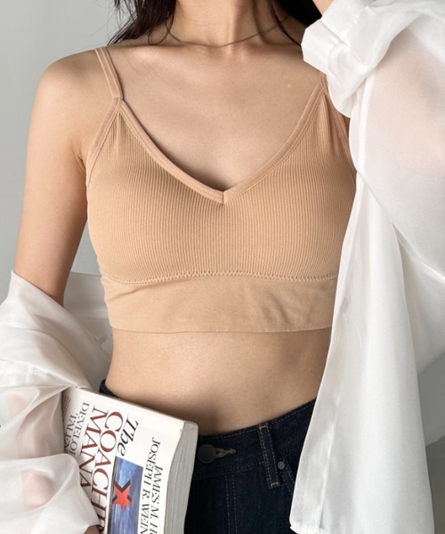 CLEA（クレア）の「バックオープンリブブラトップ（キャミソール・レディース・ホワイト/ブラック/ベージュ/ピンクベージュ/カーキ/ブラウン/ピンク・FREE）」の19枚目の写真