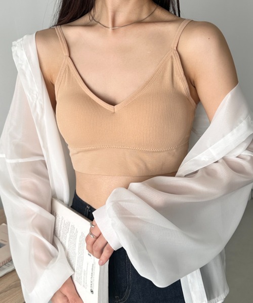 CLEA（クレア）の「バックオープンリブブラトップ（キャミソール・レディース・ホワイト/ブラック/ベージュ/ピンクベージュ/カーキ/ブラウン/ピンク・FREE）」の22枚目の写真