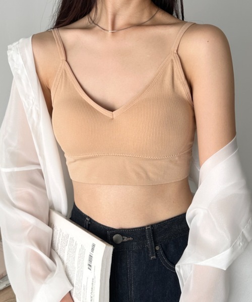 CLEA（クレア）の「バックオープンリブブラトップ（キャミソール・レディース・ホワイト/ブラック/ベージュ/ピンクベージュ/カーキ/ブラウン/ピンク・FREE）」の20枚目の写真