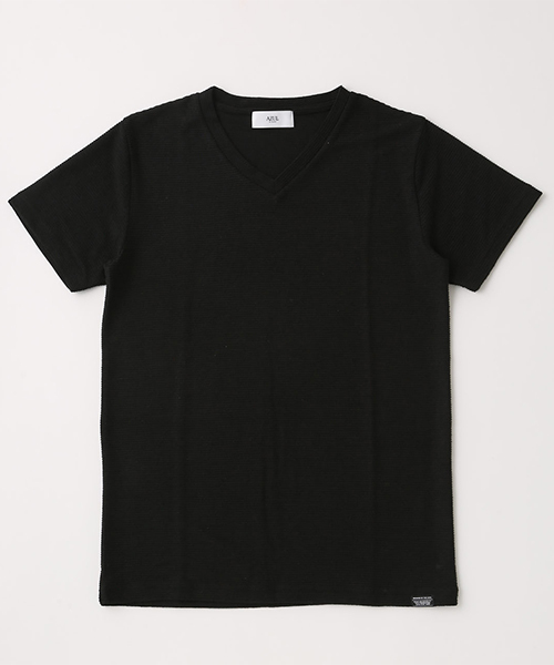 AZUL by moussy(アズールバイマウジー)の「UNEVEN MATERIAL T-SHIRTS / UNEVEN MATERIALTシャツ(Tシャツ/カットソー・メンズ・ホワイト/ブラック/杢グレー・SMALL/MEDIUM/LARGE/X-LARGE/X-SMALL)」の2枚目の写真