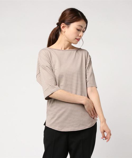 cepo（セポ）の「アシメネックボーダーショートスリーブ（Tシャツ/カットソー・レディース・ピンク系その他3/イエロー系その他3/ネイビー/ベージュ系その他3・M）」の18枚目の写真