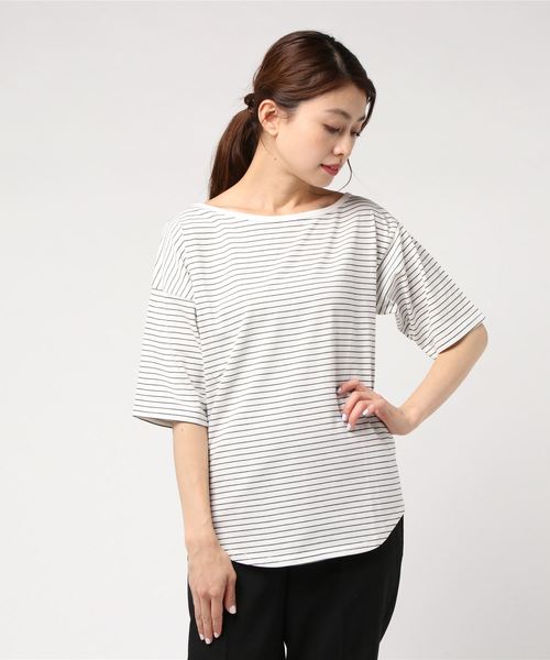 cepo（セポ）の「アシメネックボーダーショートスリーブ（Tシャツ/カットソー・レディース・ピンク系その他3/イエロー系その他3/ネイビー/ベージュ系その他3・M）」の14枚目の写真