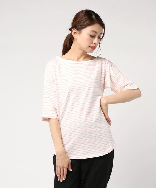 cepo（セポ）の「アシメネックボーダーショートスリーブ（Tシャツ/カットソー・レディース・ピンク系その他3/イエロー系その他3/ネイビー/ベージュ系その他3・M）」の12枚目の写真