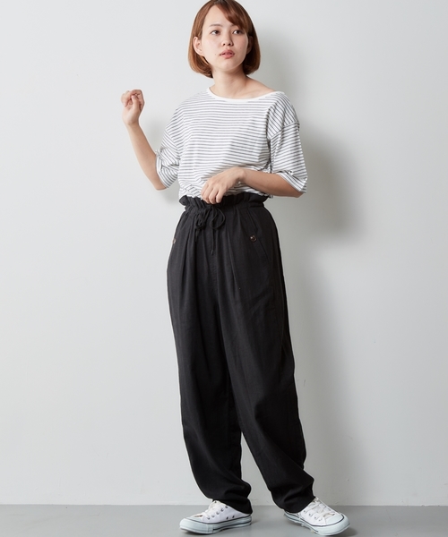 cepo（セポ）の「アシメネックボーダーショートスリーブ（Tシャツ/カットソー・レディース・ピンク系その他3/イエロー系その他3/ネイビー/ベージュ系その他3・M）」の5枚目の写真