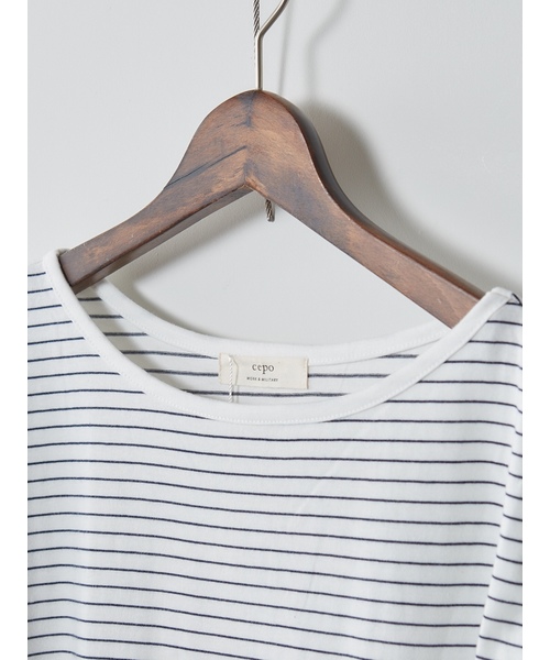 cepo（セポ）の「アシメネックボーダーショートスリーブ（Tシャツ/カットソー・レディース・ピンク系その他3/イエロー系その他3/ネイビー/ベージュ系その他3・M）」の8枚目の写真