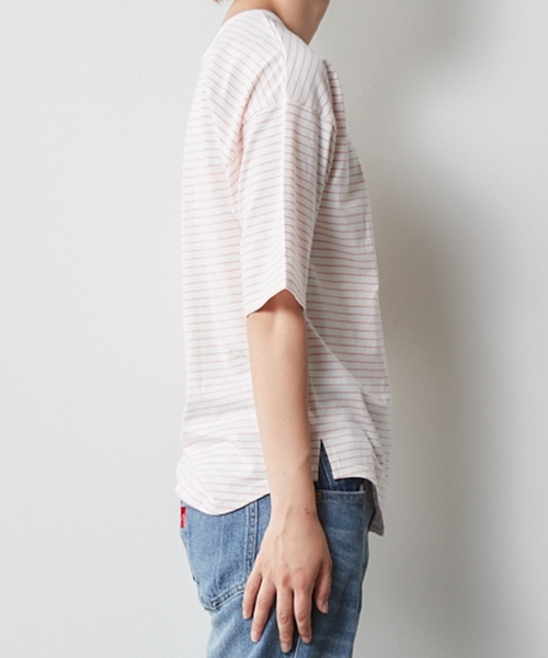 cepo（セポ）の「アシメネックボーダーショートスリーブ（Tシャツ/カットソー・レディース・ピンク系その他3/イエロー系その他3/ネイビー/ベージュ系その他3・M）」の15枚目の写真