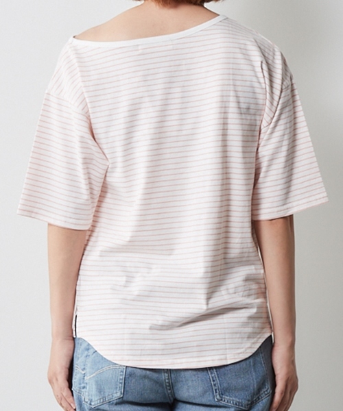 cepo（セポ）の「アシメネックボーダーショートスリーブ（Tシャツ/カットソー・レディース・ピンク系その他3/イエロー系その他3/ネイビー/ベージュ系その他3・M）」の21枚目の写真