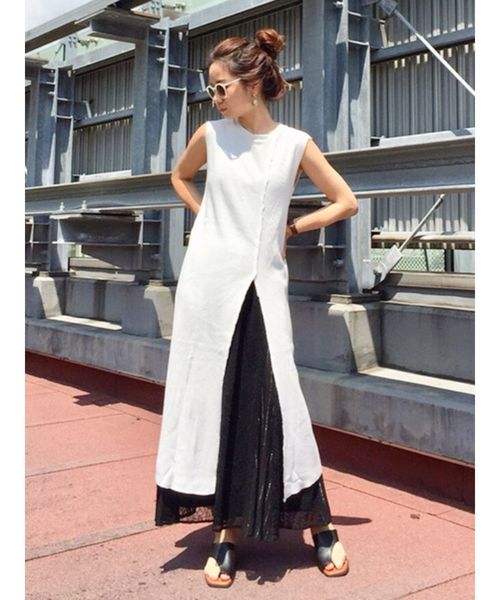 Ungrid(アングリッド)の「パッチワークレースマキシスカート(スカート・レディース・ブラック/オフホワイト・FREE)」の3枚目の写真