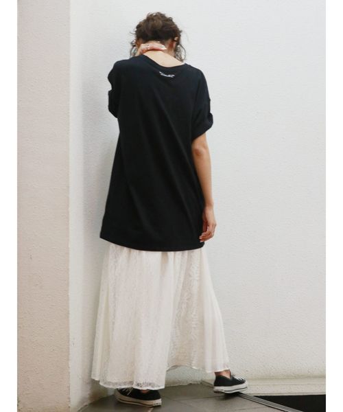 Ungrid(アングリッド)の「パッチワークレースマキシスカート(スカート・レディース・ブラック/オフホワイト・FREE)」の4枚目の写真