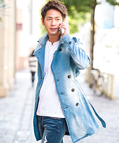 CavariA(キャバリア)の「ストレッチデニムトレンチコート / CAST19-97(トレンチコート)」|サックスブルー