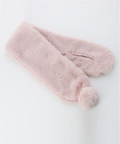 Catherine Cottage（キャサリンコテージ）の「ポンポンファーマフラー M（マフラー・キッズ・グレー/ミント/ベビーピンク/ライラック/スモークピンク/アイボリー/ベージュ/オフホワイト・M）」の16枚目の写真