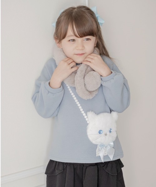 Catherine Cottage（キャサリンコテージ）の「ポンポンファーマフラー M（マフラー・キッズ・グレー/ミント/ベビーピンク/ライラック/スモークピンク/アイボリー/ベージュ/オフホワイト・M）」の11枚目の写真