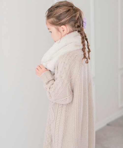 Catherine Cottage（キャサリンコテージ）の「ポンポンファーマフラー M（マフラー・キッズ・グレー/ミント/ベビーピンク/ライラック/スモークピンク/アイボリー/ベージュ/オフホワイト・M）」の15枚目の写真