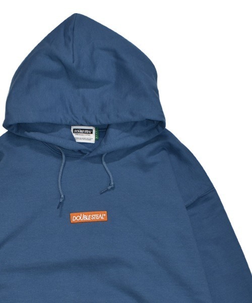 DOUBLE STEAL（ダブルスティール）の「Embroidery Box 裏起毛パーカー（パーカー・メンズ・ライトピンク/サンドベージュ/ライトグリーン/インディゴブルー/パープル/ダークグリーン・LARGE/X-LARGE/MEDIUM）」の5枚目の写真