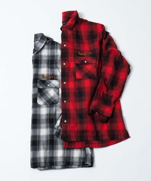 BUCCA 44（ブッカフォーティーフォー）の「【BUCCA 44】オンブレチェックオープンカラーシャツ（シャツ/ブラウス・メンズ・グレー系その他2/レッド系その他2・MEDIUM/LARGE/X-LARGE/XX-LARGE/XXX-LARGE）」の4枚目の写真