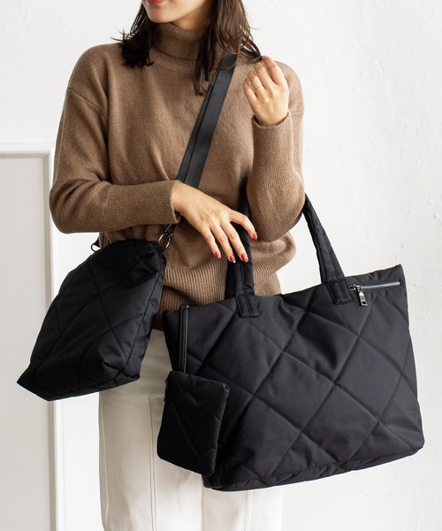 VitaFelice（ヴィータフェリーチェ）の「キルティング2wayナイロントートバッグ（ショルダーバッグ・レディース・ブラック/カモフラージュ/ブラウン/チャコールグレー/グレー/ベージュ系その他・FREE）」の19枚目の写真