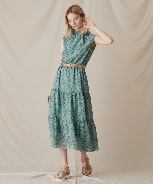 セール ワンピース Supreme La La シュープリームララ のファッション ワンピース ビンテージコバナガラノースリティアードワンピース ワンピース