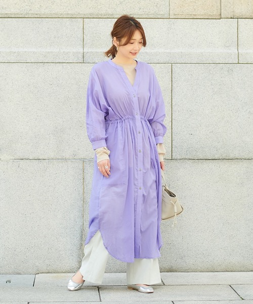 DouDou（ドゥドゥ）の「ボイルドルマンワンピース（ワンピース・レディース・カーキ/オレンジ/ラベンダー・FREE）」の5枚目の写真