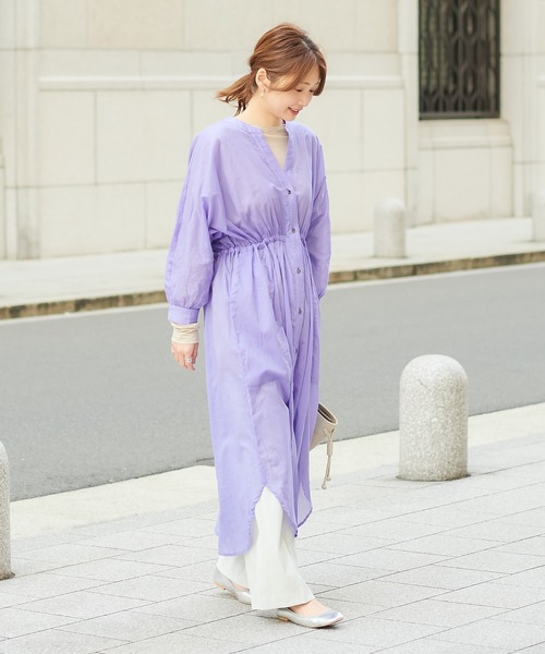 DouDou（ドゥドゥ）の「ボイルドルマンワンピース（ワンピース・レディース・カーキ/オレンジ/ラベンダー・FREE）」の6枚目の写真