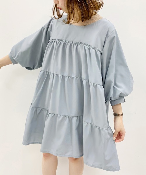 one after another NICE CLAUP(ワンアフターアナザーナイスクラップ)の「【WEB限定】ボリューム袖ティアードチュニック(チュニック・レディース・ベージュ/オフホワイト/ミント/ブルー・FREE)」の18枚目の写真