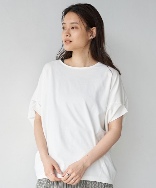 AMERICAN HOLIC（アメリカンホリック）の「変形ドルマンカットチュニック（Tシャツ/カットソー・レディース・ネイビー/オフホワイト/ライトベージュ・FREE）」の2枚目の写真