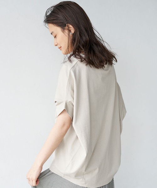 AMERICAN HOLIC（アメリカンホリック）の「変形ドルマンカットチュニック（Tシャツ/カットソー・レディース・ネイビー/オフホワイト/ライトベージュ・FREE）」の4枚目の写真