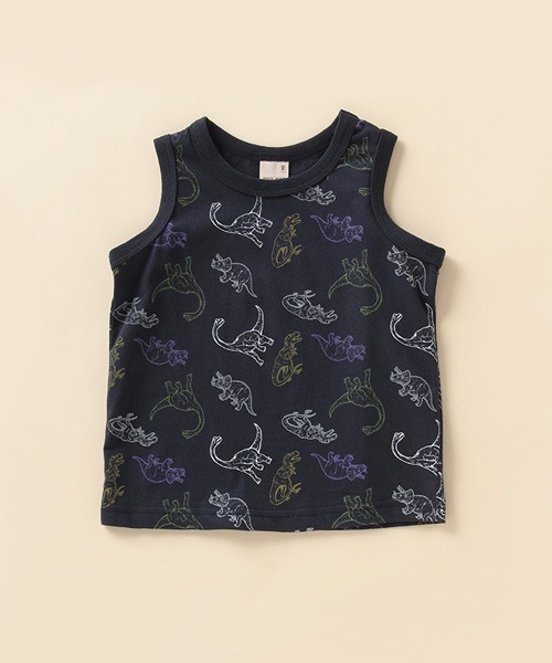 petit main（プティマイン）の「接触冷感 恐竜柄タンクトップ（タンクトップ・キッズ・トップグレー/ネイビー・90cm/110cm/80ｃｍ/100cm）」の3枚目の写真