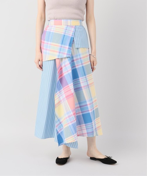 Bonum(ボナム)の「マドラスチェック パネルスカート(スカート・レディース・ネイビー/ブルー系その他・FREE)」の2枚目の写真