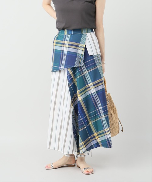 Bonum(ボナム)の「マドラスチェック パネルスカート(スカート・レディース・ネイビー/ブルー系その他・FREE)」の1枚目の写真