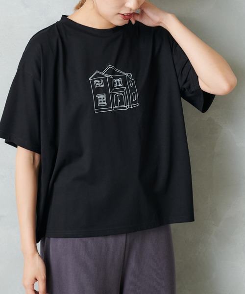 PUAL CE CIN（ピュアルセシン）の「おうちプリントT（Tシャツ/カットソー・レディース・ホワイト/ブラック/ホワイト系その他/ブラック系その他・FREE）」の3枚目の写真