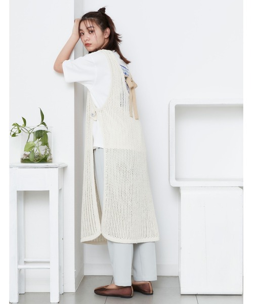 POU DOU DOU（プードゥドゥ）の「クロシェニットレイヤードワンピース（ベスト・レディース・ベージュ/ブラック/アイボリー・3）」の17枚目の写真