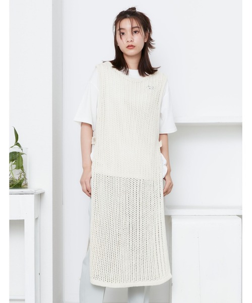 POU DOU DOU（プードゥドゥ）の「クロシェニットレイヤードワンピース（ベスト・レディース・ベージュ/ブラック/アイボリー・3）」の13枚目の写真