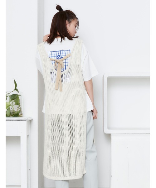 POU DOU DOU（プードゥドゥ）の「クロシェニットレイヤードワンピース（ベスト・レディース・ベージュ/ブラック/アイボリー・3）」の10枚目の写真