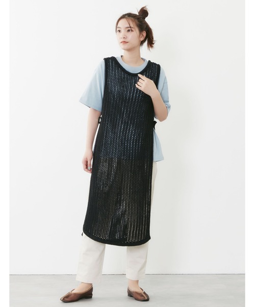 POU DOU DOU（プードゥドゥ）の「クロシェニットレイヤードワンピース（ベスト・レディース・ベージュ/ブラック/アイボリー・3）」の4枚目の写真