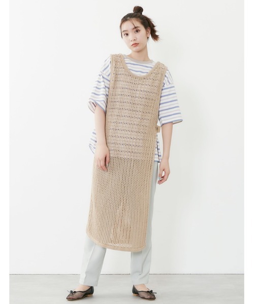 POU DOU DOU（プードゥドゥ）の「クロシェニットレイヤードワンピース（ベスト・レディース・ベージュ/ブラック/アイボリー・3）」の14枚目の写真