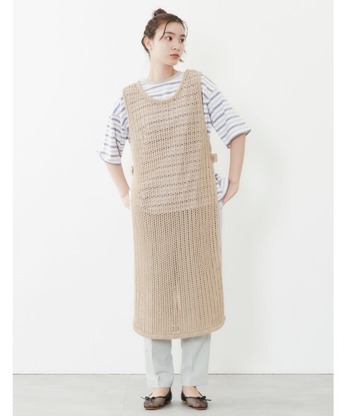 POU DOU DOU（プードゥドゥ）の「クロシェニットレイヤードワンピース（ベスト・レディース・ベージュ/ブラック/アイボリー・3）」の8枚目の写真