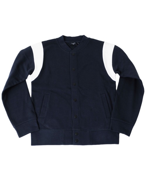 GLAZOS（グラソス）の「裏毛・抗菌防臭加工袖ライン切り替えスタジャン（スタジャン・キッズ・ネイビー/グレー・150cm/140cm/130cm/170cm/160cm）」の2枚目の写真