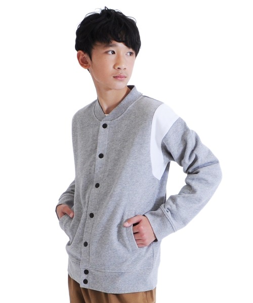 GLAZOS（グラソス）の「裏毛・抗菌防臭加工袖ライン切り替えスタジャン（スタジャン・キッズ・ネイビー/グレー・150cm/140cm/130cm/170cm/160cm）」の5枚目の写真