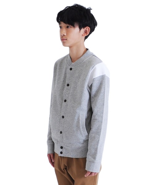 GLAZOS（グラソス）の「裏毛・抗菌防臭加工袖ライン切り替えスタジャン（スタジャン・キッズ・ネイビー/グレー・150cm/140cm/130cm/170cm/160cm）」の7枚目の写真