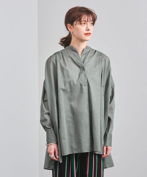 SACRA(サクラ)の「<SACRA(サクラ)>コットン ギャザーブラウス(シャツ/ブラウス・レディース・ブラック/オリーブ・38)」の8枚目の写真