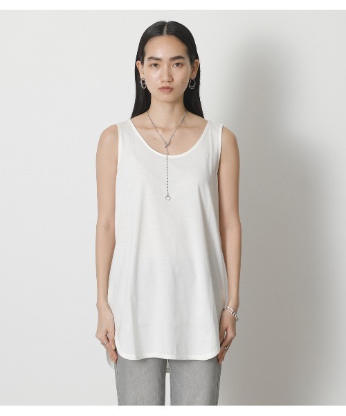 crie conforto（クリーコンフォルト）の「シャツテールタンク（タンクトップ・レディース・オフホワイト・MEDIUM/SMALL/LARGE）」の9枚目の写真