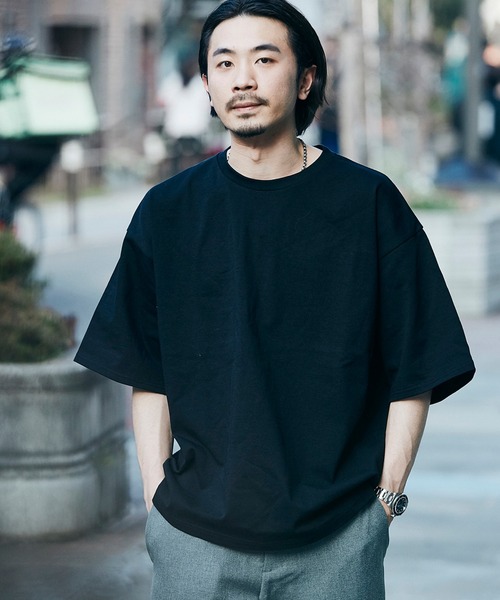 JOURNAL STANDARD（ジャーナルスタンダード）の「デラヴェジャージー ワイド Tシャツ / 無地T（Tシャツ/カットソー・メンズ・ホワイト/グレー/ベージュ/ブラック・MEDIUM/LARGE）」の3枚目の写真