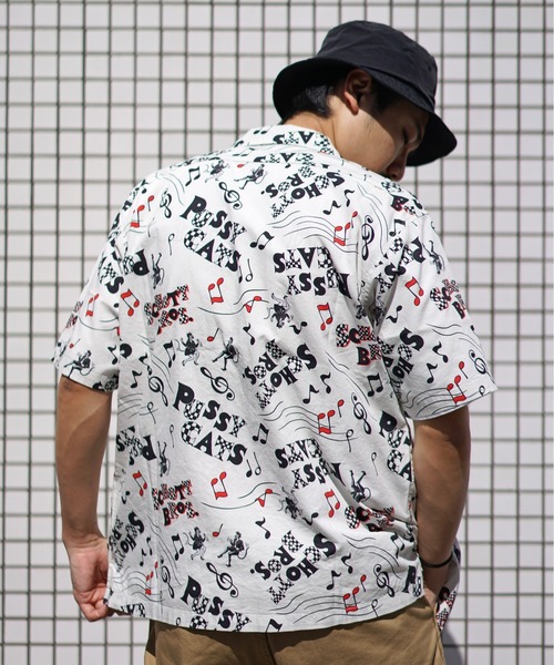 schott(ショット)の「【Schott×Uncut Bound/ショット×アンカットバウンド】別注ハワイアンアロハシャツ PUSSY CATS(シャツ/ブラウス・メンズ・ホワイト/ブラック・S/M/L/XL/X-LARGE/SMALL/LARGE/MEDIUM)」の3枚目の写真
